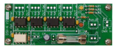 DMX Splitter 1x4 Optical Input PCB