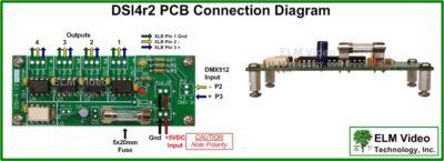 DMX Splitter 1x4 Optical Input PCB